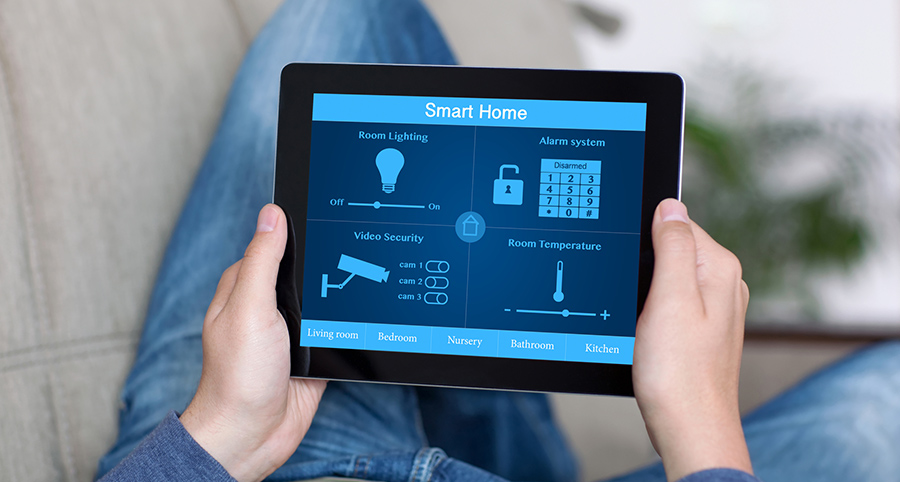 The ability to access and control security components from a mobile device is one of the top smart home trends in Evanston. Close-up of smart home security app.